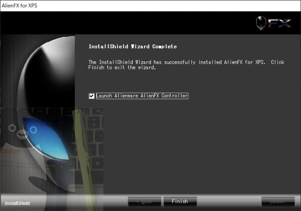 AlienFX for XPSのインストール成功